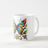 Buntes Glasschmetterling mit Blume Kaffeetasse (VorderseiteRechts)