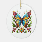Buntes Glasschmetterling mit Blume Keramik Ornament (Links)