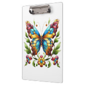 Buntes Glasschmetterling mit Blume Klemmbrett (Links)