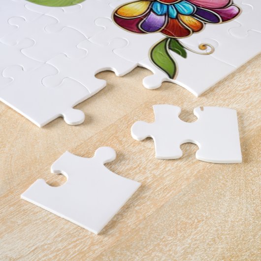 Buntes Glasschmetterling mit Blume Puzzle (Seite)