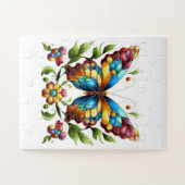 Buntes Glasschmetterling mit Blume Puzzle (Horizontal)