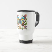Buntes Glasschmetterling mit Blume Reisebecher (VorderseiteRechts)