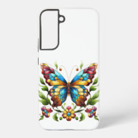 Buntes Glasschmetterling mit Blume