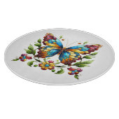 Buntes Glasschmetterling mit Blume Schneidebrett (Ecke)