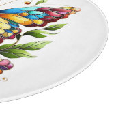 Buntes Glasschmetterling mit Blume Schneidebrett (Ecke)