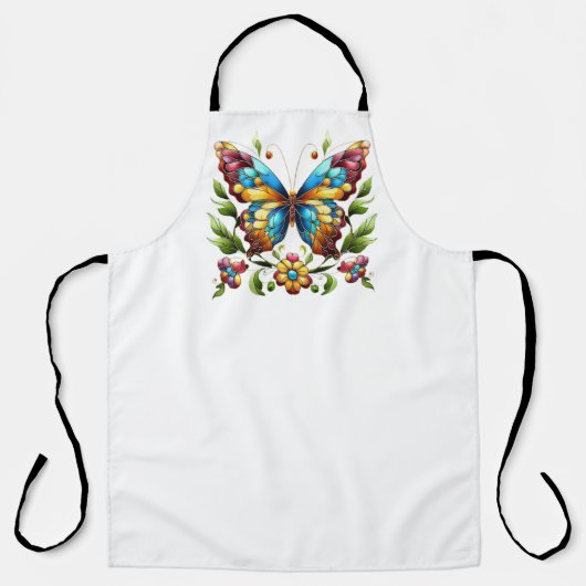 Buntes Glasschmetterling mit Blume Schürze (Vorderseite)