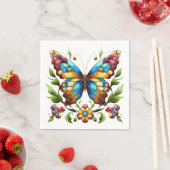 Buntes Glasschmetterling mit Blume Serviette (Beispiel)