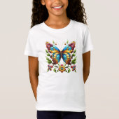 Buntes Glasschmetterling mit Blume T-Shirt (Vorderseite)