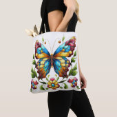 Buntes Glasschmetterling mit Blume Tasche (Von Nahem)