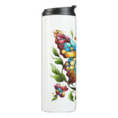 Buntes Glasschmetterling mit Blume Thermosbecher (Nach links gedreht)