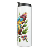 Buntes Glasschmetterling mit Blume Thermosbecher (Nach rechts gedreht)