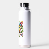 Buntes Glasschmetterling mit Blume Trinkflasche (Links)