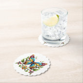 Buntes Glasschmetterling mit Blume Untersetzer (Vor Ort)