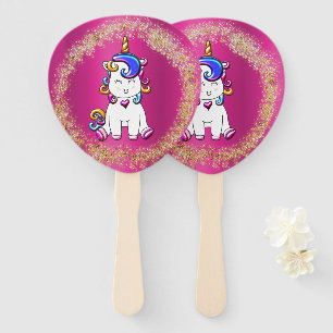 Buntes Glitzerunicorn-Geburtstags-Rosa Fächer