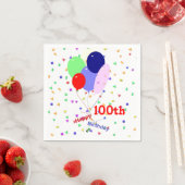 Buntes Glück 100. Geburtstagsballons Serviette (Beispiel)