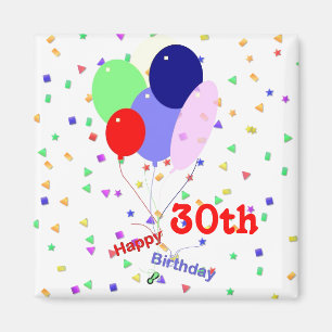 Buntes Glück 30. Geburtstag Balloons Magnet