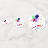 Buntes Glück 40. Geburtstag Balloons Confetti Konfetti (Vorderseiten)