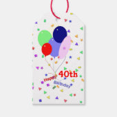 Buntes Glück 40. Geburtstag Balloons Geschenkanhänger (Vorderseite)