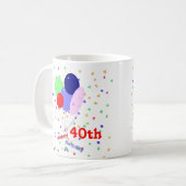 Buntes Glück 40. Geburtstag Balloons Kaffeetasse (Vorderseite Links)