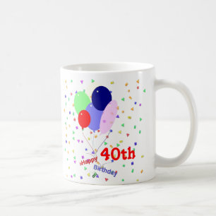 Buntes Glück 40. Geburtstag Balloons Kaffeetasse