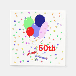 Buntes Glück 50. Geburtstag Balloons Serviette
