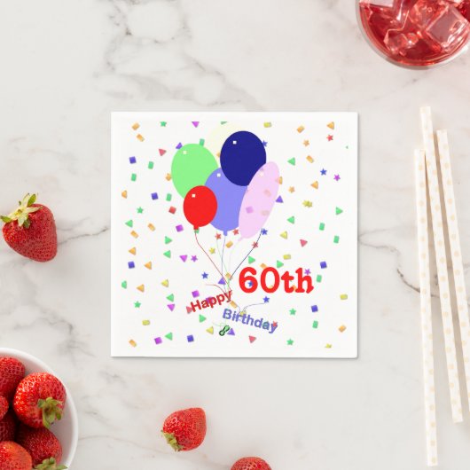 Buntes Glück 60. Geburtstag Balloons Serviette (Beispiel)