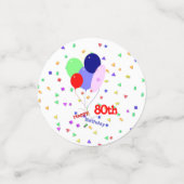 Buntes Glück 80. Geburtstag Balloons Confetti Konfetti (Klein Vorderseite)