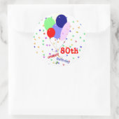 Buntes Glück 80. Geburtstag Balloons Runder Aufkleber (Tasche)
