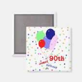 Buntes Glück 90. Geburtstag Balloons Magnet (Vorderseite/Rückseite)