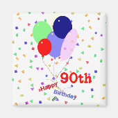 Buntes Glück 90. Geburtstag Balloons Magnet (Vorne)