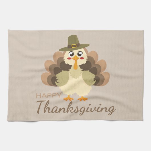 Buntes Glück Danksagend Niedliche Türkei Geschirrtuch (Horizontal)