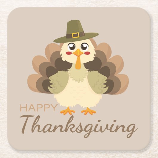 Buntes Glück Danksagend Niedliche Türkei Rechteckiger Pappuntersetzer (Vorderseite)