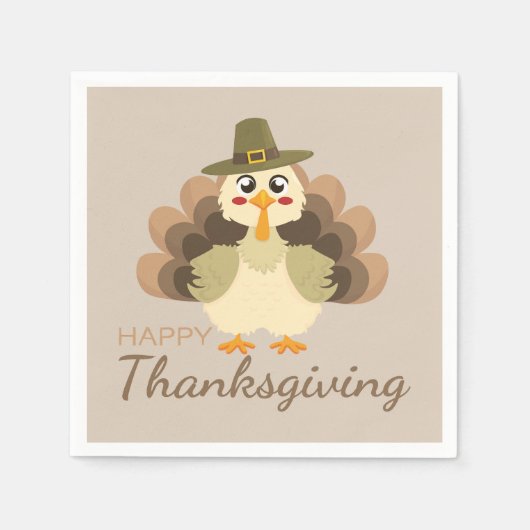 Buntes Glück Danksagend Niedliche Türkei Serviette (Vorderseite)