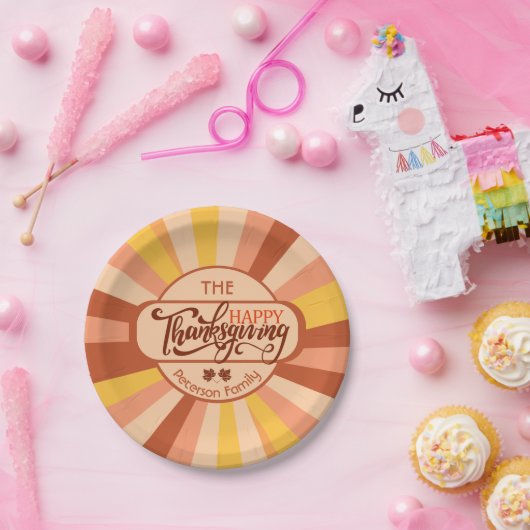 Buntes Glück Erntedankfest Familienfeier Ansammlun Pappteller (Party)