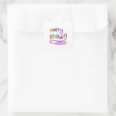 Buntes Glück Geburtstag Gruß Quadratischer Aufkleber (Tasche)