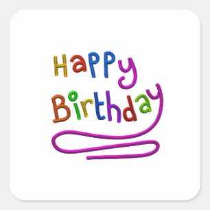 Buntes Glück Geburtstag Gruß Quadratischer Aufkleber