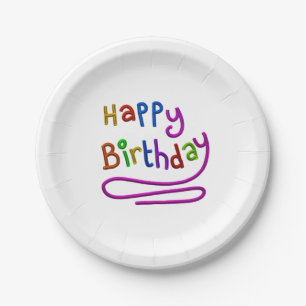 Buntes Glück Geburtstag Gruß Weiß Pappteller