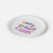 Buntes Glück Geburtstag Gruß Weiß Pappteller (Schrägansicht)