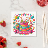 Buntes Glück Geburtstagskuchen Serviette (Beispiel)