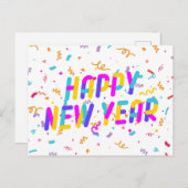 Buntes Glück im neuen Jahr Postkarte (Vorne/Hinten)
