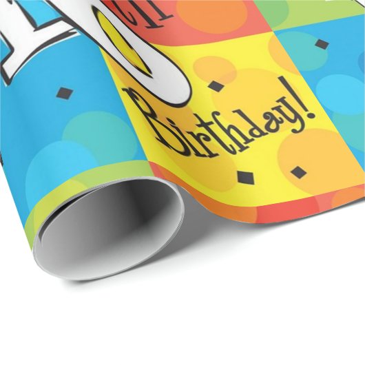 Buntes Glück zum 16. Geburtstag Geschenkpapier (Rolleneckpunkt)