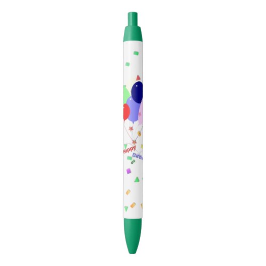 Buntes Glück zum Geburtstag Balloons Kugelschreiber (Vorderseite Vertikal)