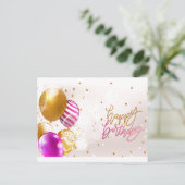 Buntes Glück zum Geburtstag Balloons Postkarte (Stehend Vorderseite)