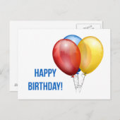 Buntes Glück zum Geburtstag Balloons Postkarte (Vorne/Hinten)