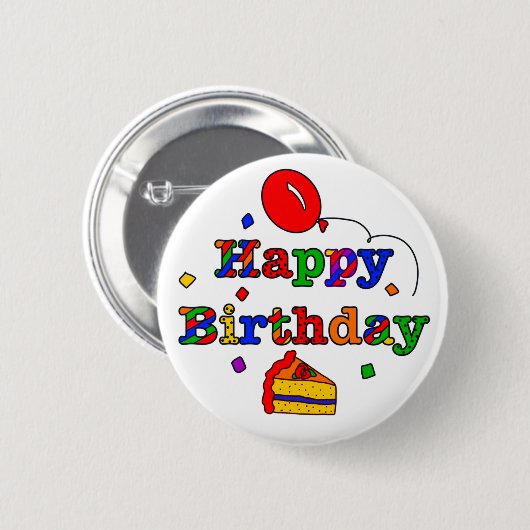 Buntes Glück zum Geburtstag Button (Vorne & Hinten)
