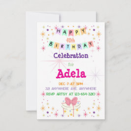 Buntes Glück zum Geburtstag Einladung