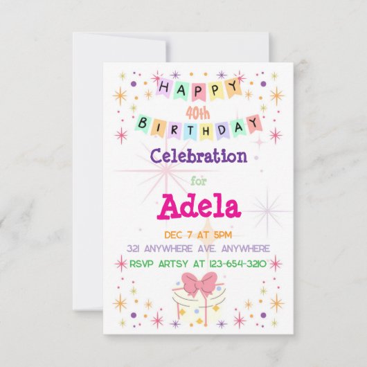 Buntes Glück zum Geburtstag Einladung (Vorderseite)