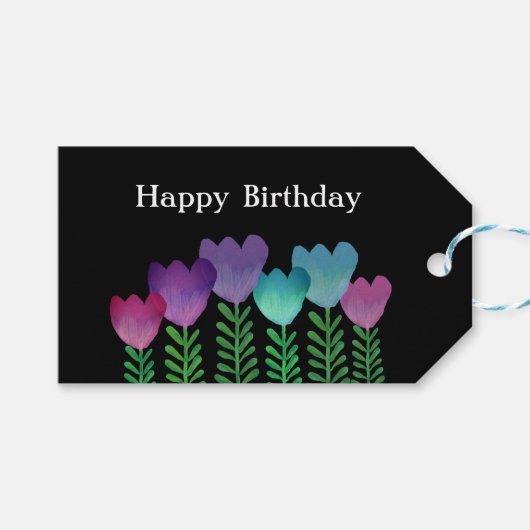 Buntes Glück zum Geburtstag Geschenkanhänger (Vorderseite (Horizontal))
