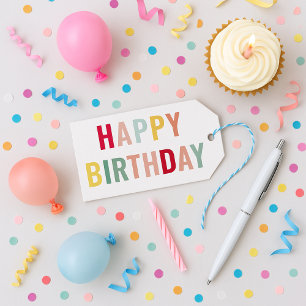 Buntes Glück zum Geburtstag Geschenkanhänger