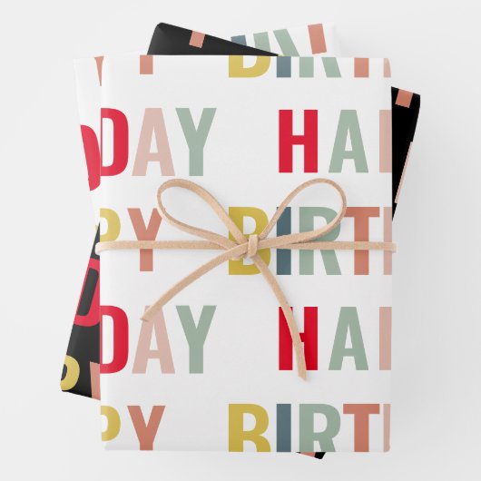 Buntes Glück zum Geburtstag Geschenkpapier Set (Beispiel)